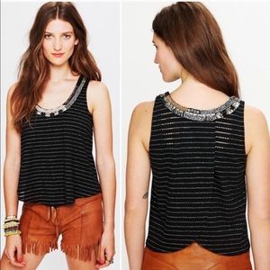 Free people Louie beaded neck surplice back tank